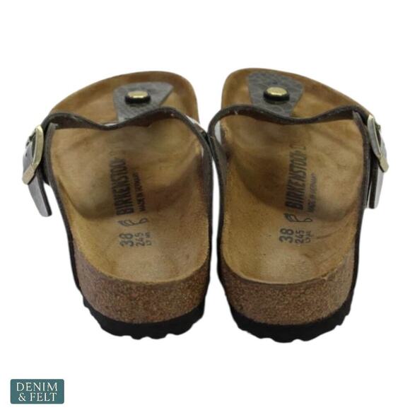 Birkenstock Gizeh Snake Print Sandals Women’s 7-7.5 EU 38 Comfort Cork Footbed - Picture 9 of 14